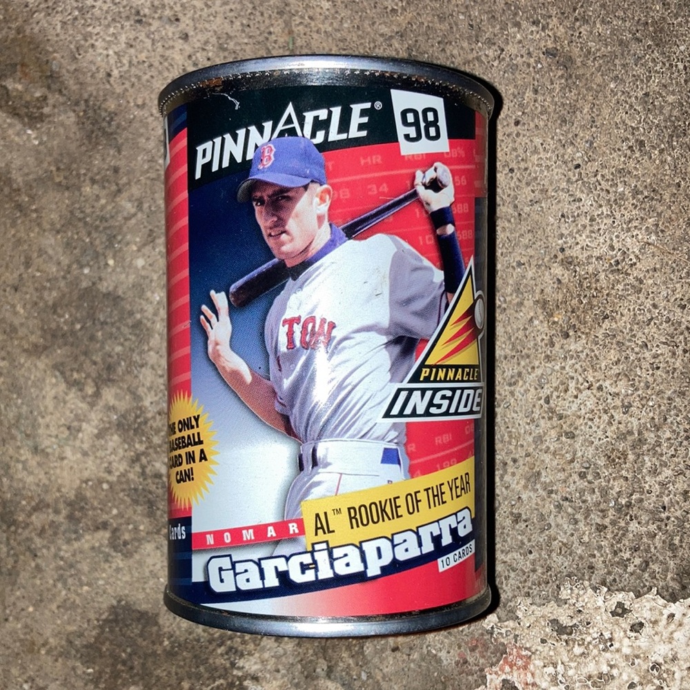 🏟⚾️ Pinnacle 98 Nomar Garciaparra 10 Baseball Cards in a Can EMPTY Can $3 ⚾️🧢